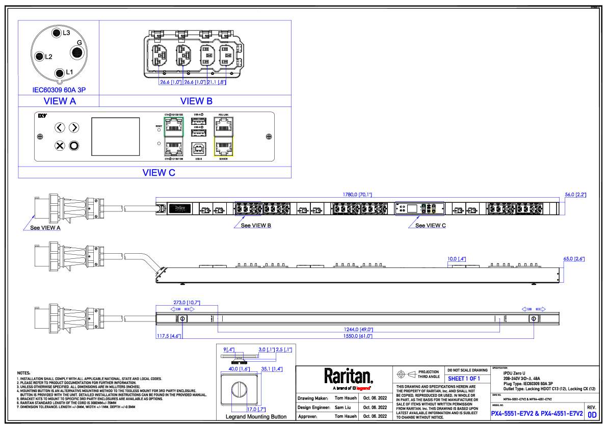 Rack PDU | PX4-5551-E7V2 | Product Selector - Raritan